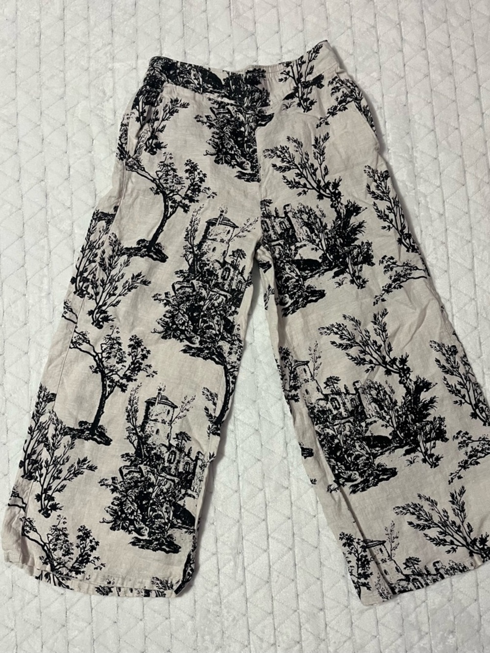 Joie Tree Print 100% Linen Wide Leg Crop Pants - Picture 2 of 4